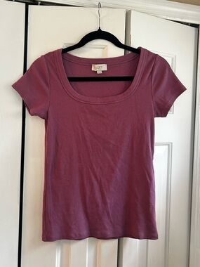 LOFT Short Sleeve Scoop Neck Top - Purple